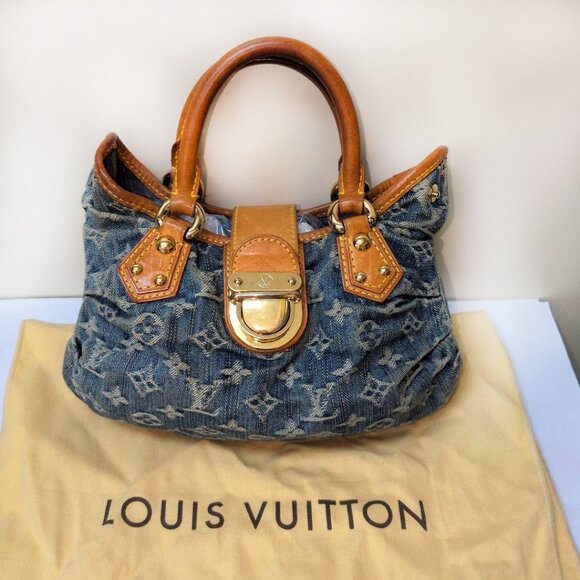Authentic Louis Vuitton Denim Pleaty Monogram Vintage Pouch Pochette Hand Bag - Picture 16 of 16